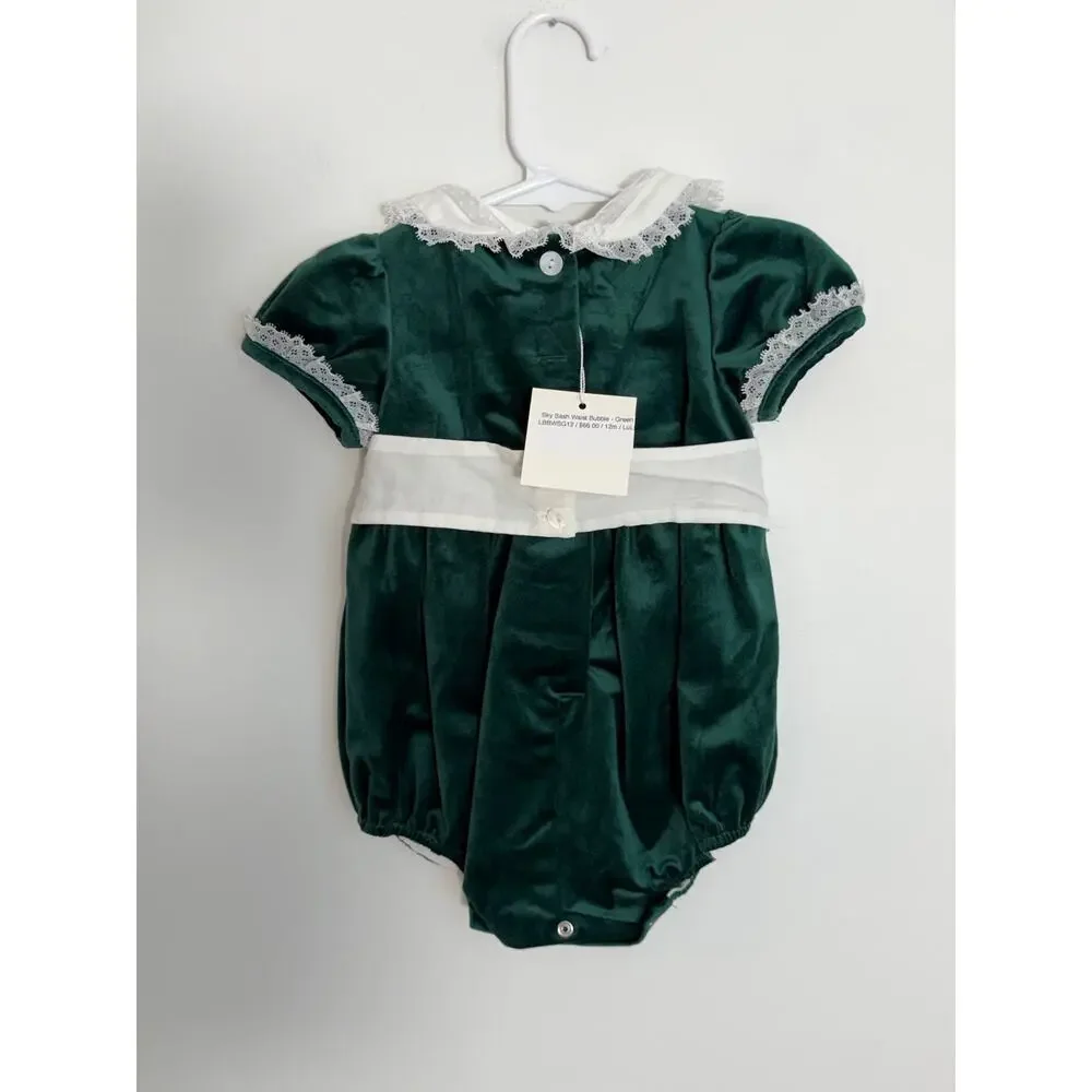 Lulu Bebe Green Velvet Bubble NWT $66 size 12 mo